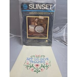 Finished Sunset Counted Cross Stitch Kit Let Us Give Thanks 953 4”x 5”